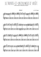 Téléchargez l'arrangement pour piano 4 mains de la partition de chant-de-marin-le-trente-et-un-du-mois-d-aout en PDF